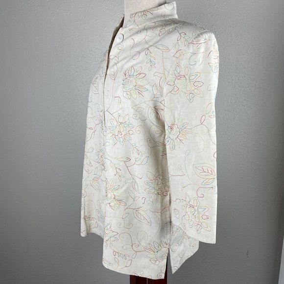 Koret Linen Blend Button Down Top EUC - Picture 4 of 11